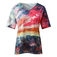Majice za žene Ljetni povremeni akvarel cvjetni ispis Labavi kratki rukav V-izrez Top majica TOP bluza