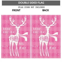 Pink Božićno dobrodošlicu GRADNJA zastava za vanjsku, bivolo, bizona plairana mala dvorišna zastava, proljetni dekor za vanjski odmor Dvostrani, # 184