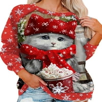Ženska božićna ležerna pulover pulover posade