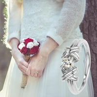 Mnjin Angažman okrugli rez Zirkoni Žene vjenčani prstenovi nakit za žene Full Diamond Dame Ring Silver