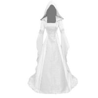 Renesandce Plus Veličina haljina za žene Vintage srednjovjekovni gotski kapuljač trubača elegantna duljina