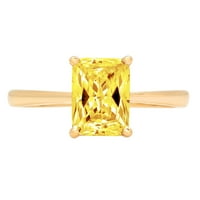 2ct smaragdni rez žuta simulirana dijamant 14k žuto zlato graviranje izjava godišnjica angažmana vjenčanja