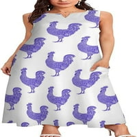 Knooster uzorak kokoši ili pileća ženska haljina bez rukava bez rukava dužina gležnja dugačka plaža