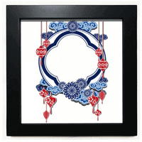 Kineska kultura Plavi cvijet strastven crni kvadratni okvir Slika zidna stola