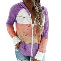 Labakihah džemperi za žene modne žene casual patchwork dugih rukava s kapuljačom džemper kardigan bluza
