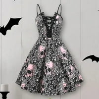 Mosey Halloween Sling haljina svečana bez leđa bez čipke za bezbedna haljina sa uzorka lubanje za Noć