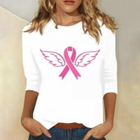 Bvnarty ženska majica za podizanje raka dojke Rollback Dugi rukav modni tines labavi fit jesen ružičasti grafički tunik Trendy vrhovi okrugli vrat ružičasta vrpca otisnuta bijela m