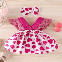 Jaweiw Baby Girls Love Heart Print CACH Fly rukava V-izrez ROMPER haljina + traka za glavu