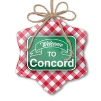 Ornament tiskani jedno strani zeleni znak Dobrodošli u Concord Božić Neonblond