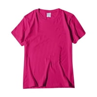 Ženski ljetni vrhovi čvrsti posadni vrat kratkih rukava s majicom ružičaste s