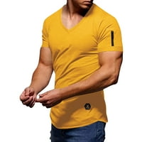 SHPWFBE MENS majica MENS Ljeto SOLD Color patentni džep za zatvaranje kratkih rukava TOP bluza
