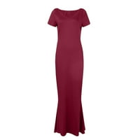 Vinske haljine za žene Čvrsto kolor kratki rukav udoban odmor za odmor okrugli vrat Slim Fit trendi