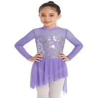 Renvena Kids Girls Mesh Dugi rukav Cvjetni centri za cvjetni tresak baletne gimnastika Slika klizaljka