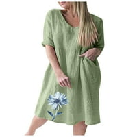 Ženske oblače za lakiranje A-Line Dužina koljena Ležerne prilike SOLID V-izrez Green M