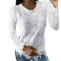 Ženske vrhove čipke dugih rukava žene čipke vitke bluze s dugim rukavima cvjetne posade košulje Elegantne