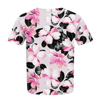 Plus veličine vrhova za žene Ljeto kratkih rukava Crewneck T majice modna cvjetna ispisa labava fit