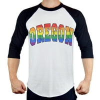 Muški oregon Rainbow ponos b sloj raglan bejzbol majica Veliki bijeli