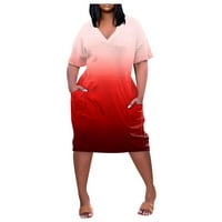 Žene plus veličina ljetna haljina casual kratkih rukava Empire Struk labava FIT Swing majica s džepovima