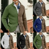 Modni muškarci pleteni postolje džemper slim kaput casual poslovna jakna za blejler bijela m