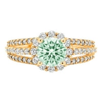 1.76ct okrugli rez zeleni simulirani dijamant 18k žuti zlatni godišnjički angažman halo prstena veličine