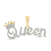 Dijamantna ponuda 10KT Žuta zlatna žena Okrugla Diamond Queen Crown Modni privjesak CTTW