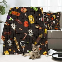 Halloween Dekorativni pokrivač sa jastukom, mjesecom i metlom sa zvjezdanim noćnim pokrivačem za spavaću sobu, dnevni boravak spavaonica, # 327,59x79 ''