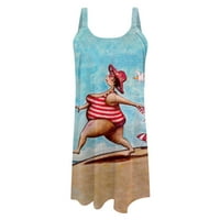 Haljina za čišćenje Miarhb Dame Plaže Ovjere bez rukava Elementi na plaži Odštampani svijetlo Blue XXL