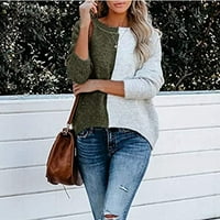 Ženske modne džempere za žene plus veličine dugih rukava blok kontrast okrugli vrat labavi pulover duksevi