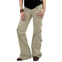 Atinetok teretne hlače Žene dame čvrste pantalone Hipi Panke pantalone Srednja odjeća Jogger džep labav