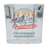 Tishomingo Mississippi Istražite otvoreni suvenir Square Square Base alkohol Staklo 4-pakovanje