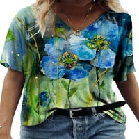 Enjiwell ženski multi cvjetni print V rect majice kratkih rukava