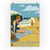 Nacionalni park Indiana Dunes, Indiana, žena na plaži