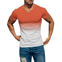 Muške majice opušteno fit s kratkim rukavima kontrastni boja V izrez Sportske muške muške vrhove