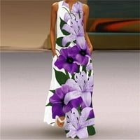 ManXivoo Ležerne haljine za žene bez rukava print v izrez Maxi Labava haljina Boho Beach Dug Sender