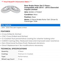Zadnji set rotora kočnice - kompatibilan sa - Chevy Impala Limited 2015