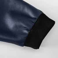 Vbnergoie muške jakne od kože dugih rukava postolje na dugih rukava sa zatvaračem džepni kaput tinejdžerski