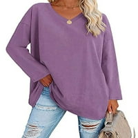 Paille žene s dugim rukavima Ležerne prilikom casual svakodnevnog odjela TEE Čvrsta boja pulover majica