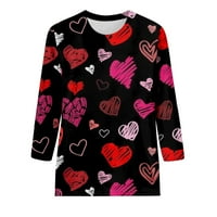 Dnevne majice za Valentine Žene smiješno Ljubavno srce T-majice s dugim rukavima Grafički tee vrhovi okrugli vrat Slim Fit bluza