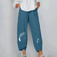 Dasayo posteljine za hlače za žene elastične pantalone za struku sa džepom uzročnoj ljetnoj odjeći