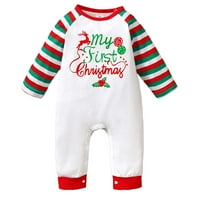 Kucnuzki novorođenčad dječaka mjeseci zimski kombinezon bodionici s dugim rukavima božićno slovo ispisuje kombinezon bodysuit bijeli