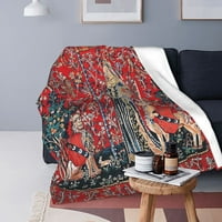 Dama i jednoroman Kušaju flanel plišani bacač Retro srednjovjekovna renesansna pokrivač za kućni kauč