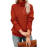 Zzwxwb džemperi za žene elegantne žene casual o-vrat turtleneck pulover dugih rukava crveni l