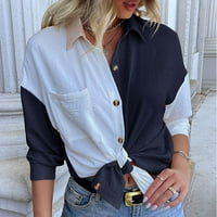Vrhovi za žene s gumbom dolje bluze labavo dugih rukava bluza od ručica casual pulover vrhovi bluze