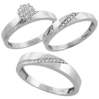 10k bijeli zlatni mens dijamantski vjenčani prsten za muškarce 0. CTTW sjajan rez širok veličine 9