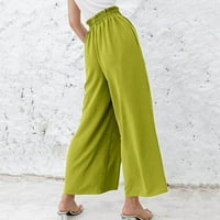 Ženske casual pantalone za radne žene široke pantalone za noge Visoke pamučne pamučne hlače rade duge