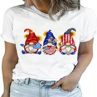 Enwejyy Ženska Dan nezavisnosti SAD Zastava Skraćeno rukav Okrugli vrat Pamučne osnovne majice