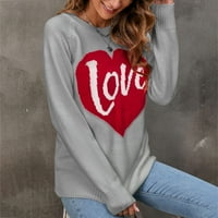 Ženska zrela posade dugih rukava vole srce slova uzorak ispisa pletene pulover džemper vrhovi