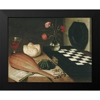 Baugin, lubin crna modernog uokvirenog muzeja Art Print pod nazivom - još uvijek život sa šahovskim pločama