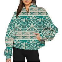 Prevelizirana dukserica za žene padne odijelo dugih rukava pulover izvlačenja cvjetnog tiska dukserice