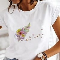 Ženske bluze Bluza Ženski plus kratki rukav modni grafički grafički otisci Košulje posadu vrat ljetni vrhovi ljubičasti l